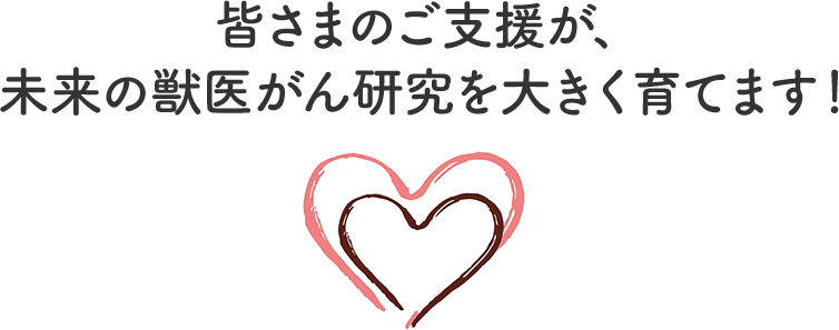 皆さまのご支援が、 未来の獣医がん研究を大きく育てます！